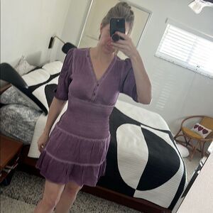 Nicole Miller Collection purple silk mini dress ruching small s maxi